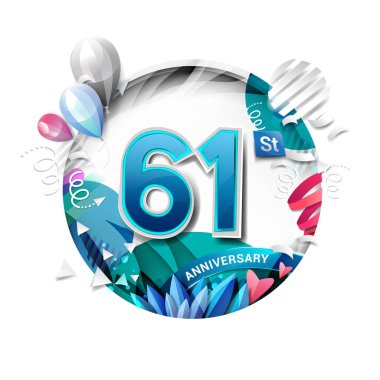 61 yaş parlak yıldönümü logosu, dekoratif arka plan