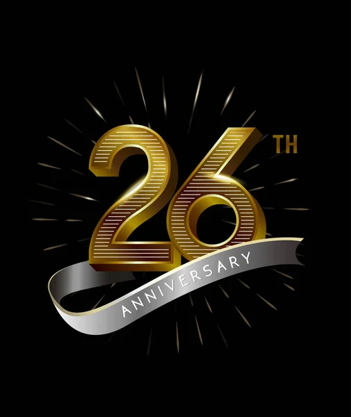 26年黄金周年纪念标志 装饰背景 — 图库矢量图片
