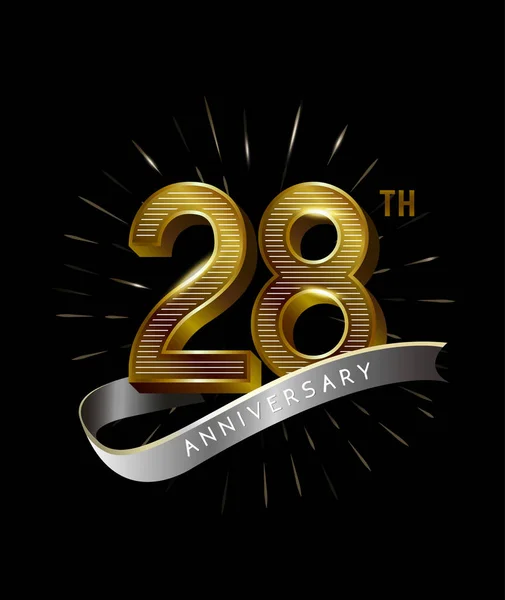 28年黄金周年纪念标志 装饰背景 — 图库矢量图片