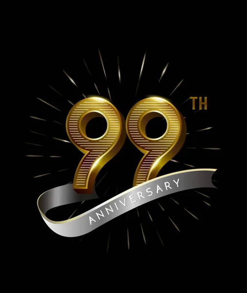 99年黄金周年纪念标志 装饰背景 — 图库矢量图片