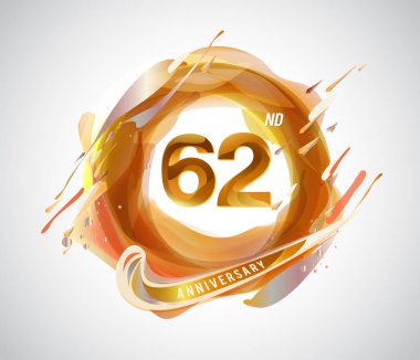 62 yaş Altın yıldönümü logosu, dekoratif arka plan
