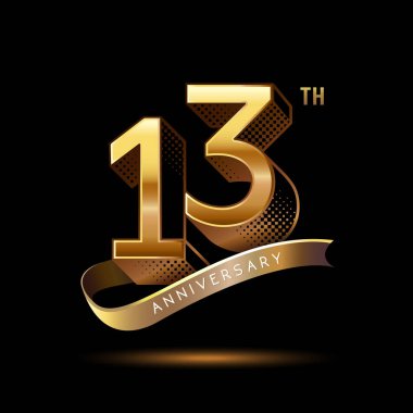 13 yıl altın yıldönümü logosu, dekoratif arka plan