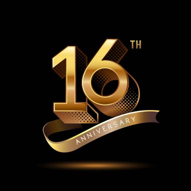 16 yaşındaki Altın yıldönümü logosu, dekoratif arka plan