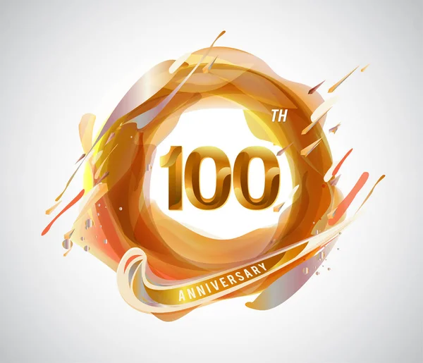 100 Years Golden Anniversary Logo Decorative Background — Stock Vector
