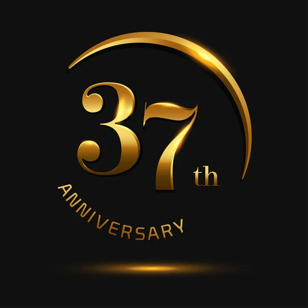 37年黄金周年纪念标志 装饰背景 — 图库矢量图片