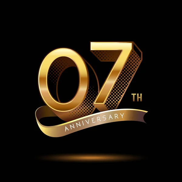 Logotipo Aniversario Oro Siete Años Fondo Decorativo — Archivo Imágenes Vectoriales