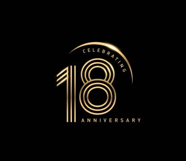 18 yıl yıldönümü logosu, dekoratif arka plan  
