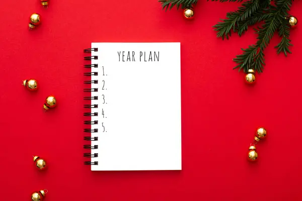 Notebook mockup year plan. Top view. — Stock Photo, Image