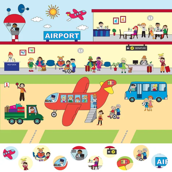 Гра Дітей Аеропорт Візуальної Гри — стокове фото