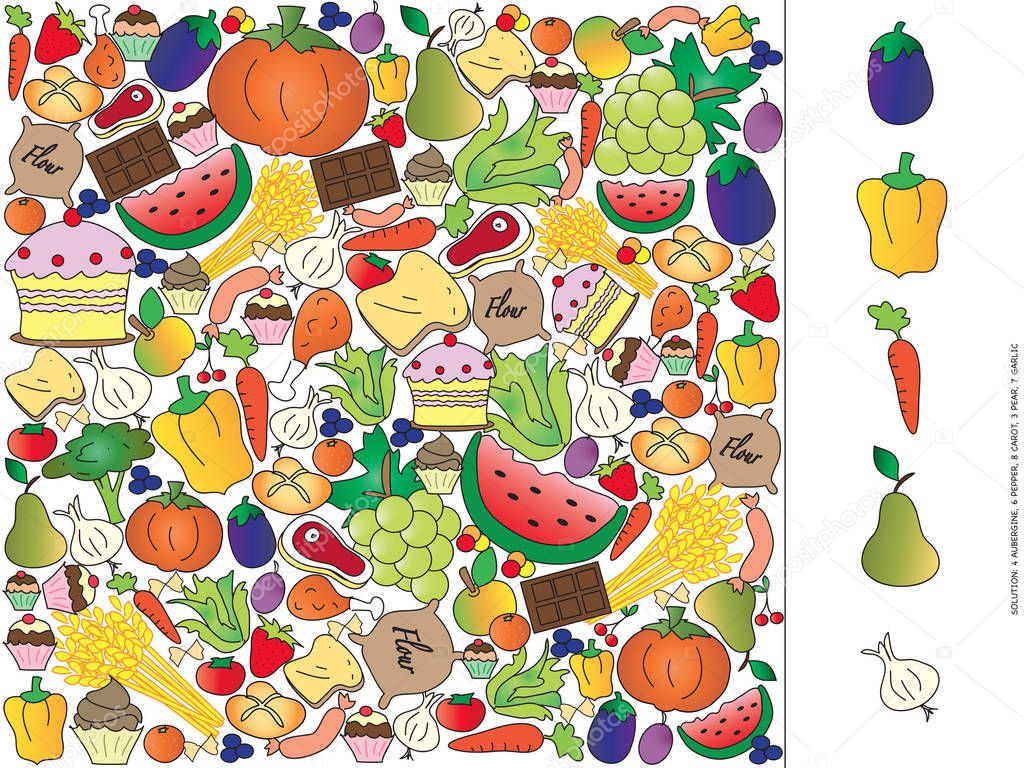 Game for children : find fruit and vegetable, visual game