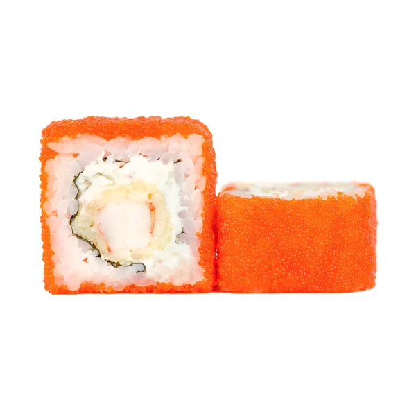 Traditional Fresh Japanese Sushi Rolls Isolated White Background Rice Philadelphia — Stock Photo, Image