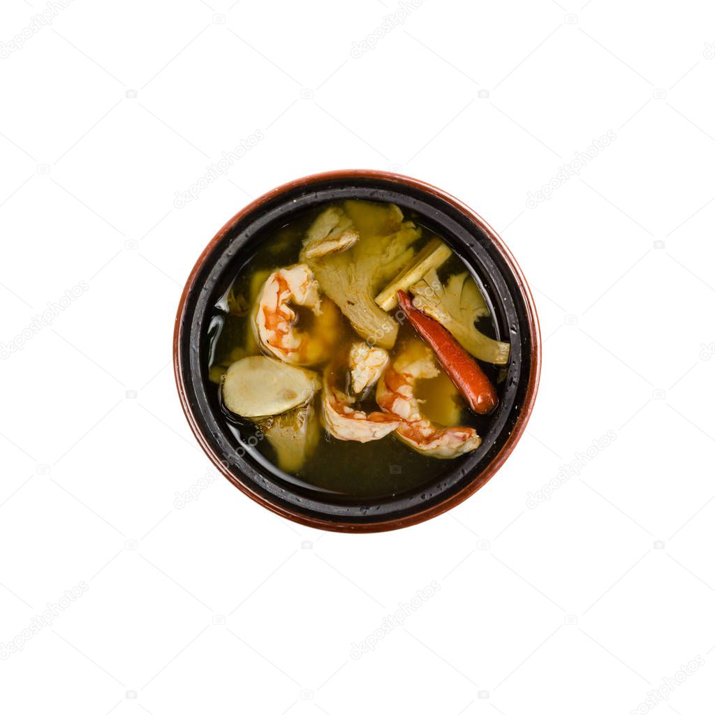 Tom Yum Soup, Thai Food. Isolated on white background.