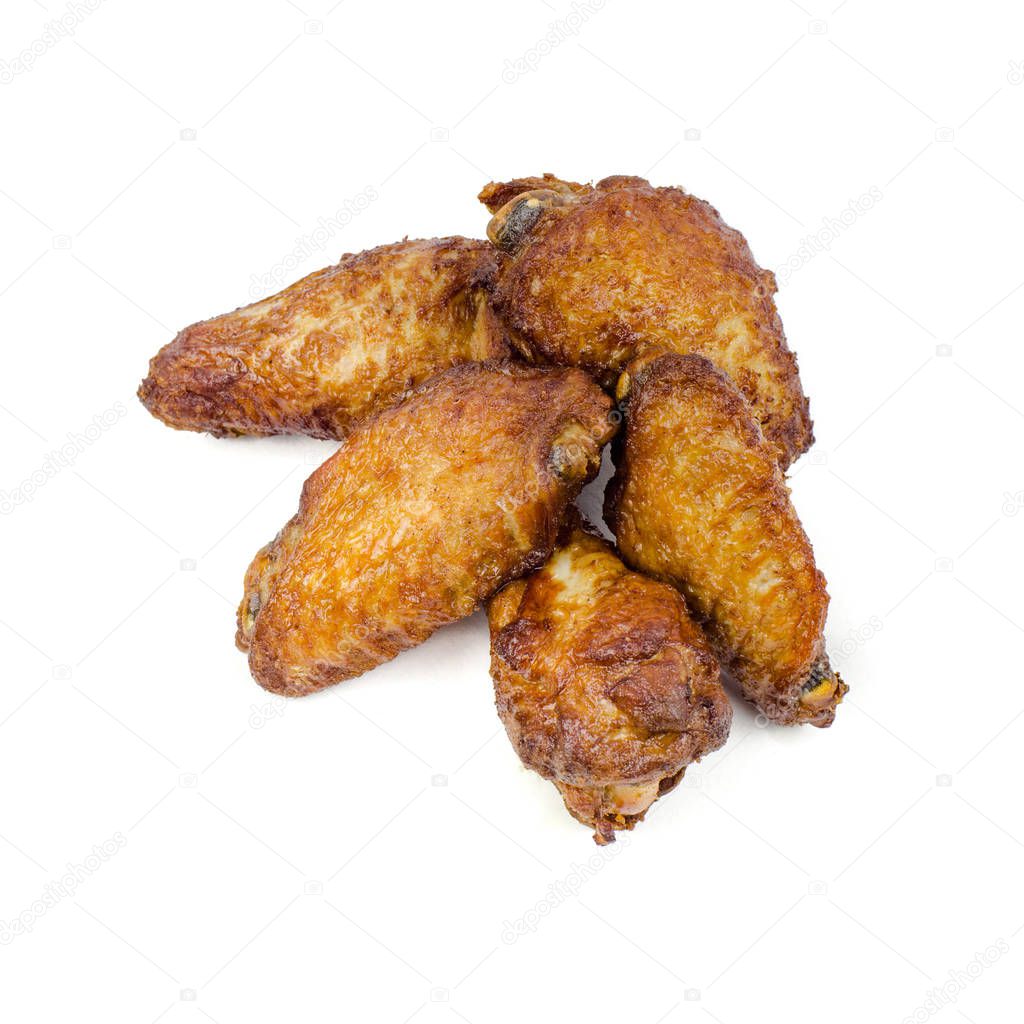 fried chicken wings, isolated on white background.