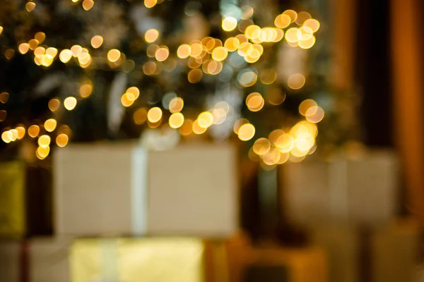 Fond Noël Arbre Noël Avec Cadeaux Graissés — Photo