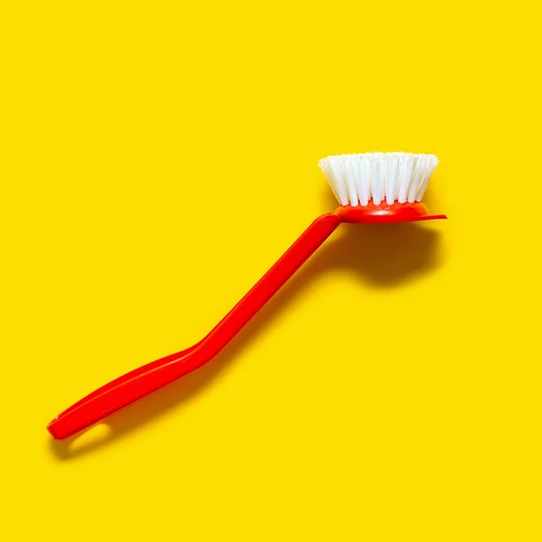 Bright Red Brush Lies Bright Yellow Background Style Pop Art — Stock Photo, Image