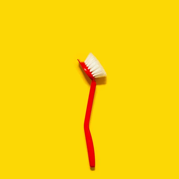 Bright Red Brush Lies Bright Yellow Background Style Pop Art — Stock Photo, Image