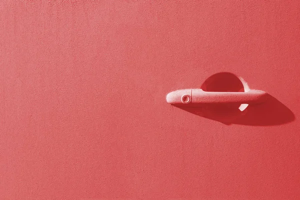 Door Handle Unwashed Car Toned Coral — Stock Photo, Image