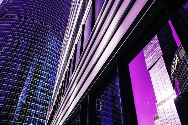 Skyscraper Facade Office Buildings Modern Glass Silhouettes Toned — Stock Photo, Image