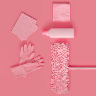 Bir pembe pembe evde Temizleme kiti.