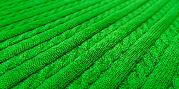 Textur Aus Gestricktem Grünem Stoff Gestrickter Abstrakter Hintergrund — Stockfoto