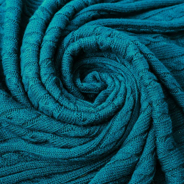 Crumpled Knitted Blanket Soft Warm Fabric Crumpled Folds Texture Background — Stock Photo, Image