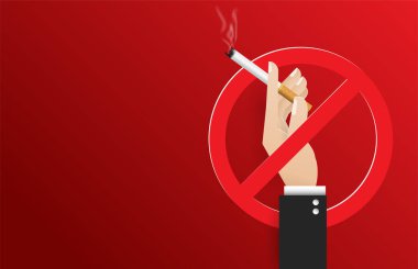 Sigara tutan el. Kavram tasviri. Sigara içilmez, 31 Mayıs. Tütün Günü yok.