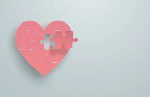 Puzzle Rose Forme Coeur Que Dernière Pièce Être Assemblé Avec — Image vectorielle