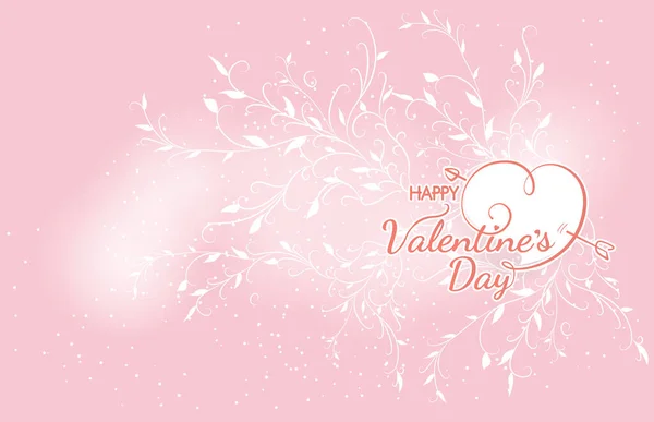 Sfondo San Valentino Con Edera Bianca Sfondo Rosa San Valentino — Vettoriale Stock