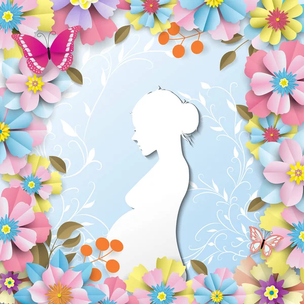 Έννοια Της Ημέρας Της Μητέρας Πολύχρωμα Λουλούδια Μοιάζουν Ένα Κομμένο — Διανυσματικό Αρχείο