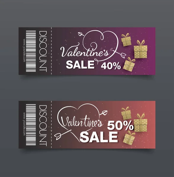 Rabatt Gutschein Design Sale Icon Shopping Valentine — Stockvektor