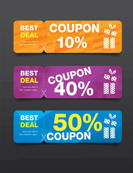 Coupon Design Sale Icon Shoppin — Vettoriale Stock