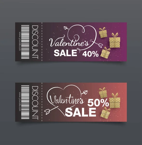 Sconto Coupon Design Sale Icon Shopping Valentine — Vettoriale Stock