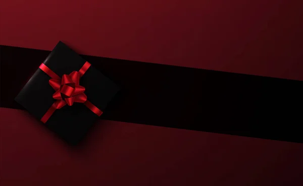Vectoriel Boîte Cadeau Noire Sur Fond Ligne Sol Noir Surface — Image vectorielle