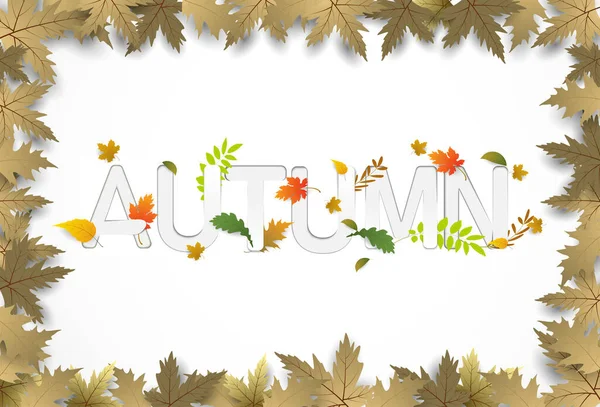 Blatt Herbst Weißer Rahmenrand Banner Sale Season Premium — Stockvektor