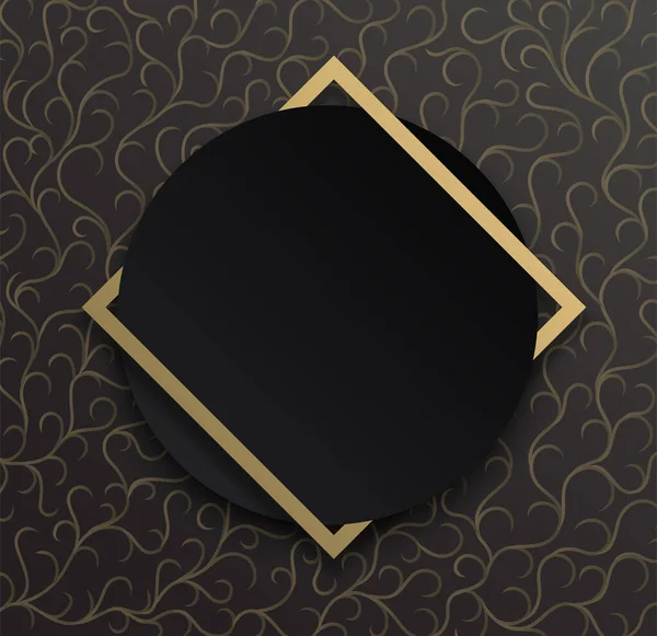 Circle Black Background Golden Frame Black Gradient Background Looks Premium — Stock Vector