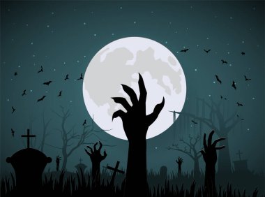 Cadılar Bayramı zombisi geceleri ve büyük ayda