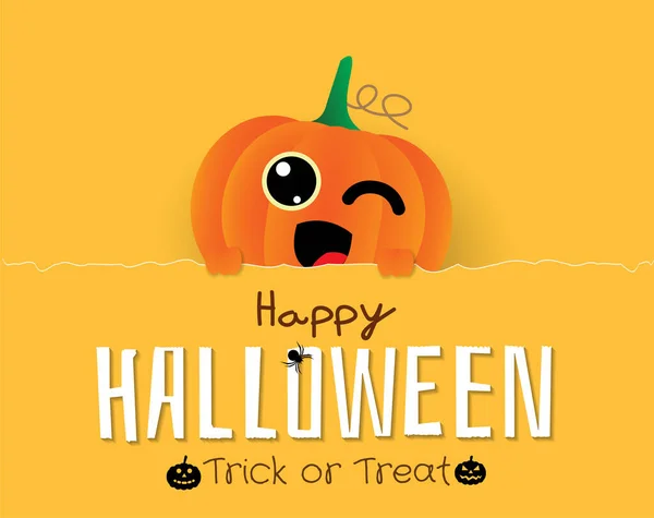 Pancarta Halloween Truco Trato Con Calabaza Corte Papel — Vector de stock