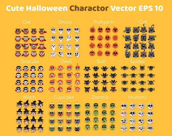 Söt Halloween Alla Charactor — Stock vektor
