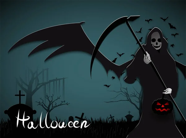 Посланник Крила Диявола Вночі Кажанами Moon Halloween Trick Або Treat — стоковий вектор
