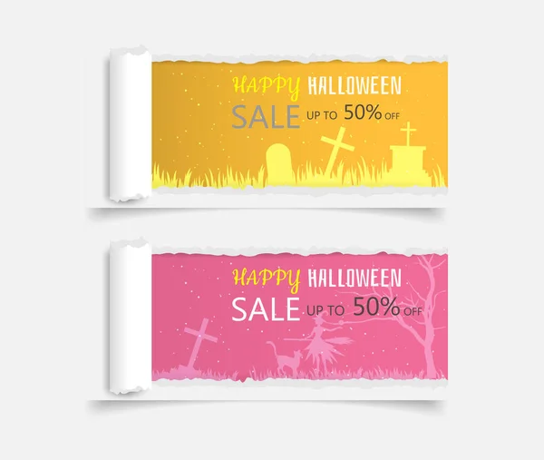 Banner Halloween Niedlich Trick Oder Leckerbissen — Stockvektor