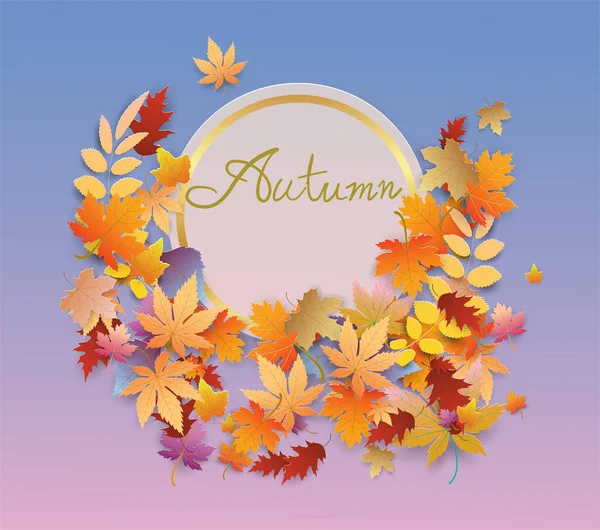 Escritura Mano Autumn Text Boder Banner Premium Azul — Archivo Imágenes Vectoriales