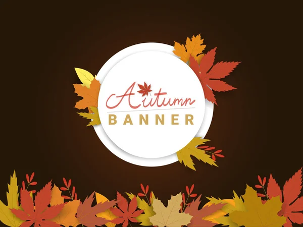 Círculo Outono Banner Com Texto Escrito Mão Leaf Sale Temporada — Vetor de Stock