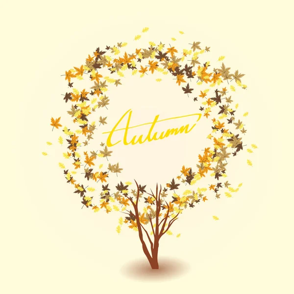 Escritura Mano Autumn Text Boder Banner Venta Árbol Premium — Vector de stock