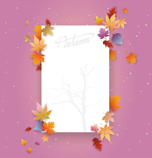 Handschrift Autumn Text Boder Banner Premium Pink — Stockvektor