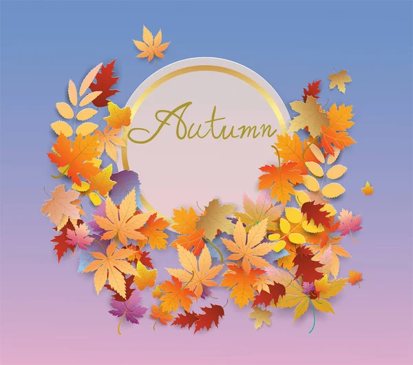 Écriture Main Autumn Text Boder Bannière Premium Bleu — Image vectorielle
