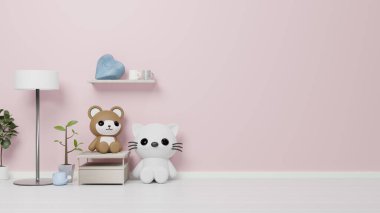 3D iç mimari oyuncak bebek ile şirin görünüm