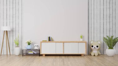 3D iç mimari oyuncak bebek ile şirin görünüm