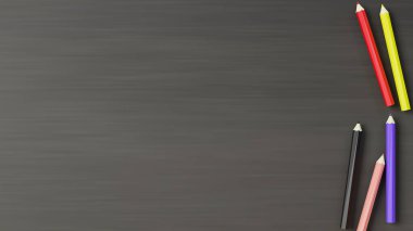 Tebeşir tahtasında 3d renkte kalem oluşturuluyor.