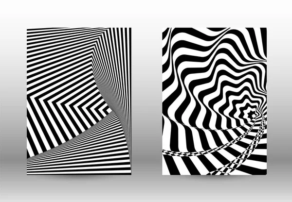 Set of abstract patterns with distorted lines. — Stock Vector