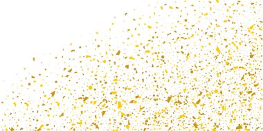 Beyaz arka planda altın parıltılı konfeti.